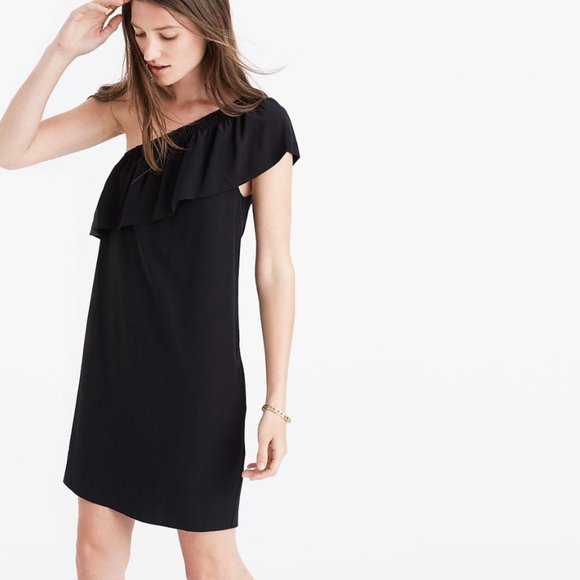 ✨ NWOT Silk One Shoulder Ruffle Dress | Madewell - Picture 1 of 6